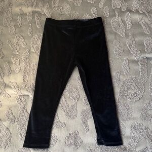 Girls Dark Blue Velvet Stretch Leggings
